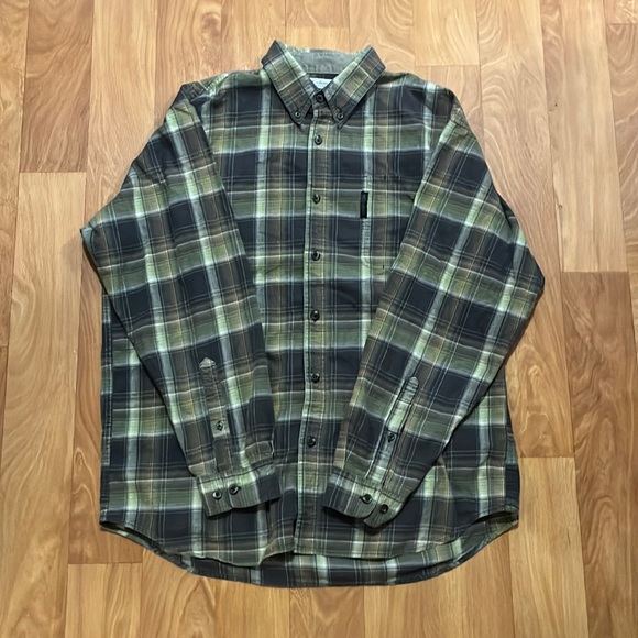 Columbia Button Down Shirt Long Sleeve Green Plaid Large - Picture 1 of 4